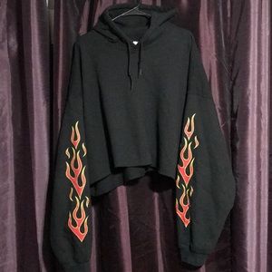 Black crop top hoodie